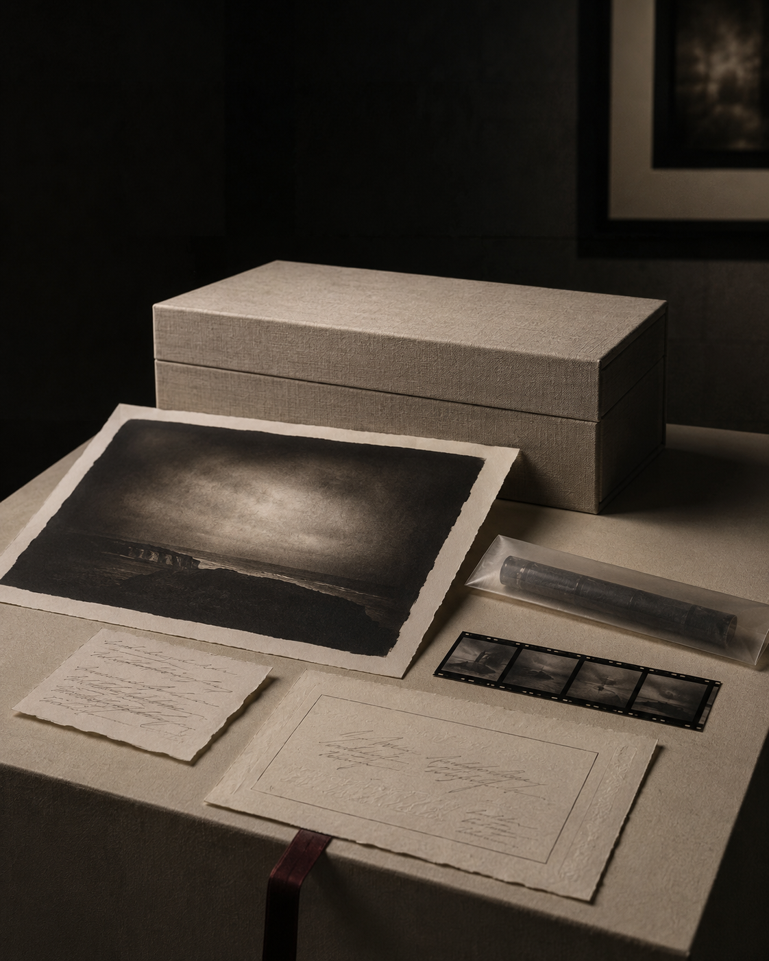 Archival photographic object prepared for auction preview
